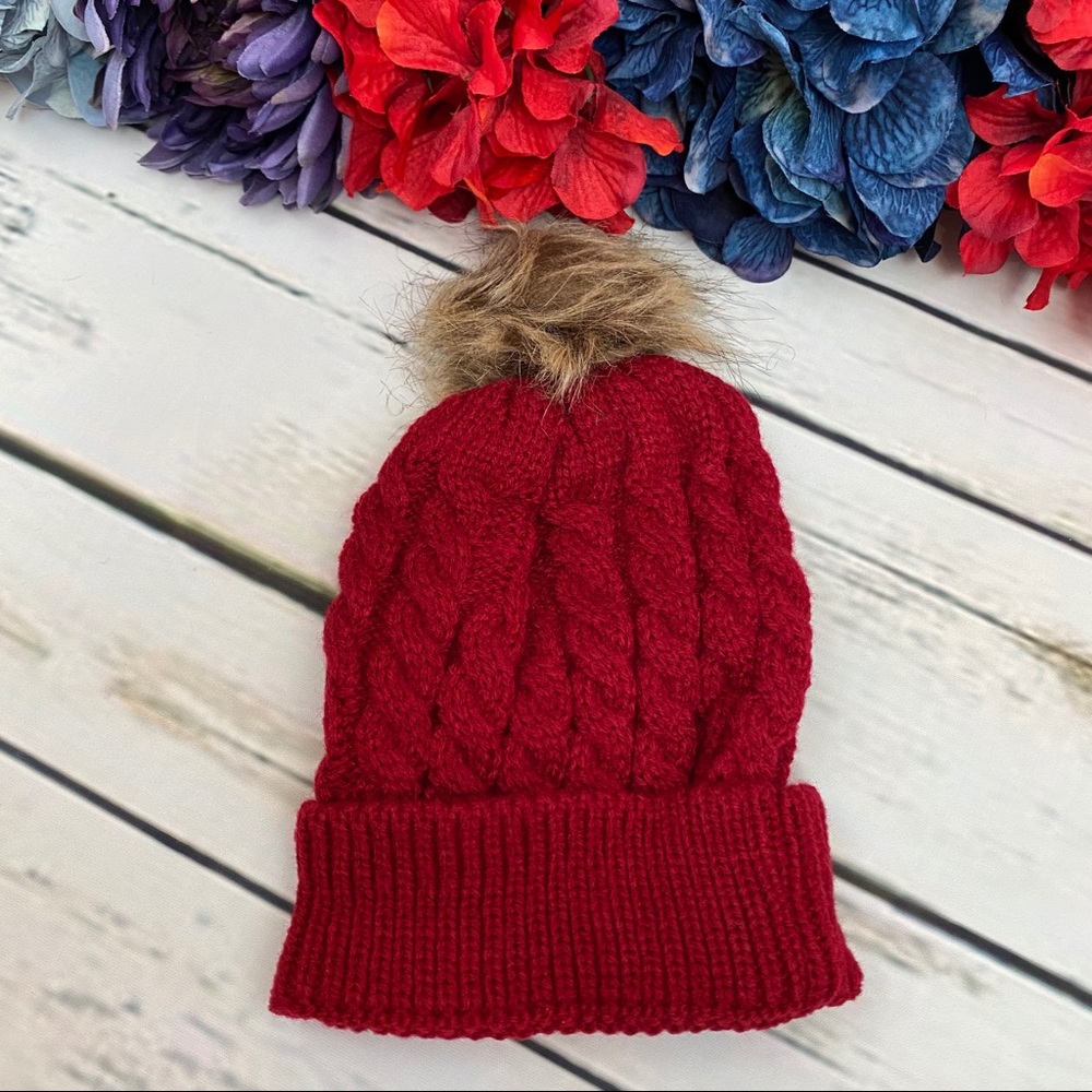 Infant/Baby Red Hat with Pom Pom & Ring Scarf - Picture 6 of 11